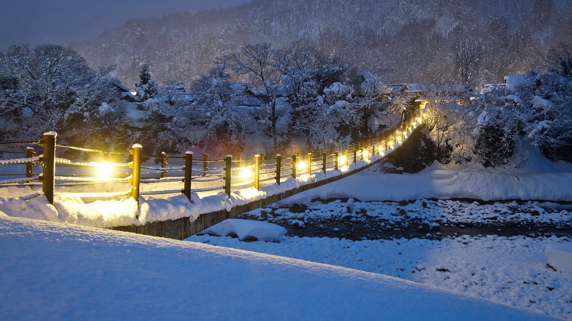 wonderful footbridge in winter hdr & Architecture