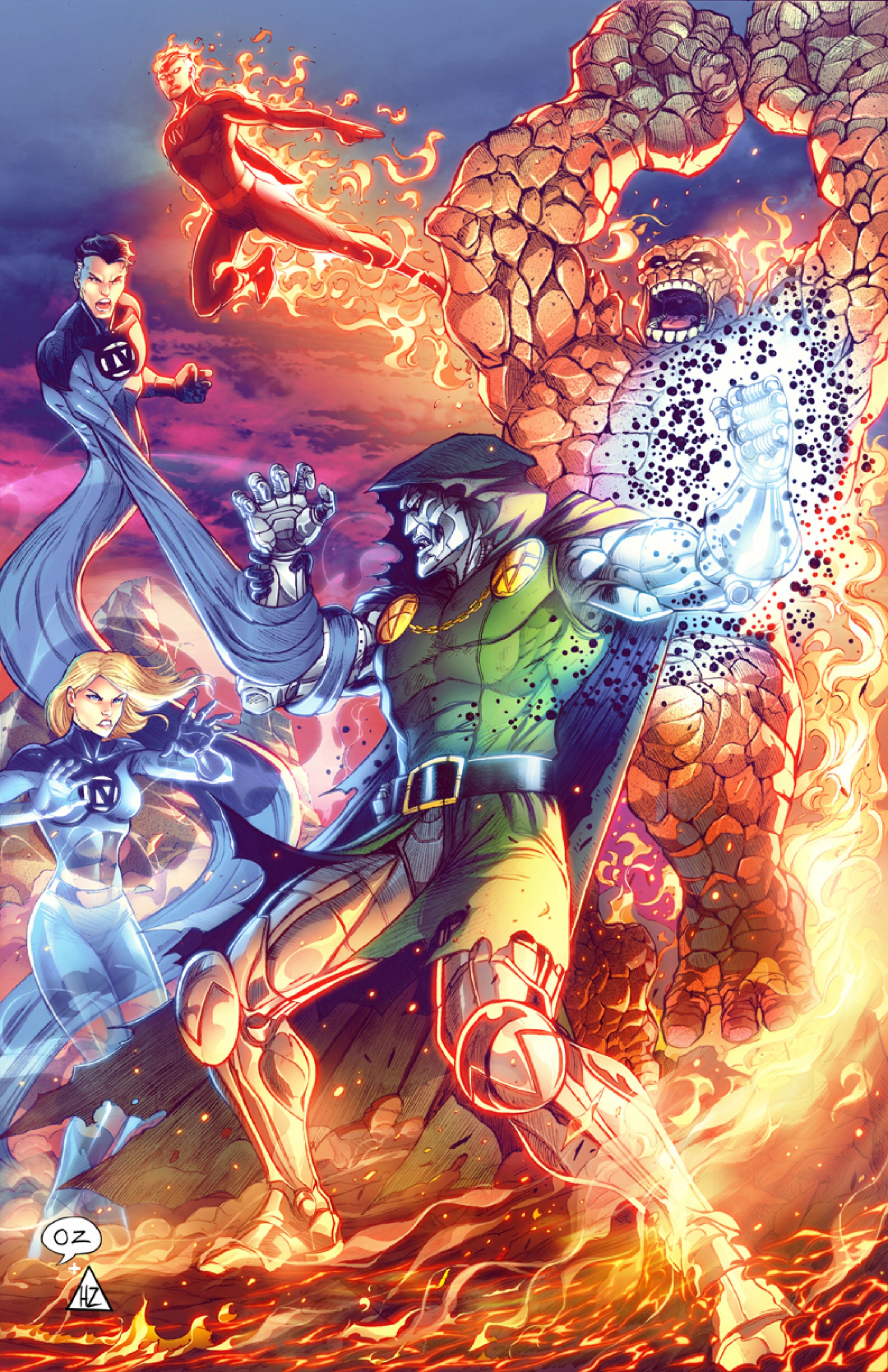 Fantastic Four vs Dr. Doom. Marvel comics art, Marvel villains