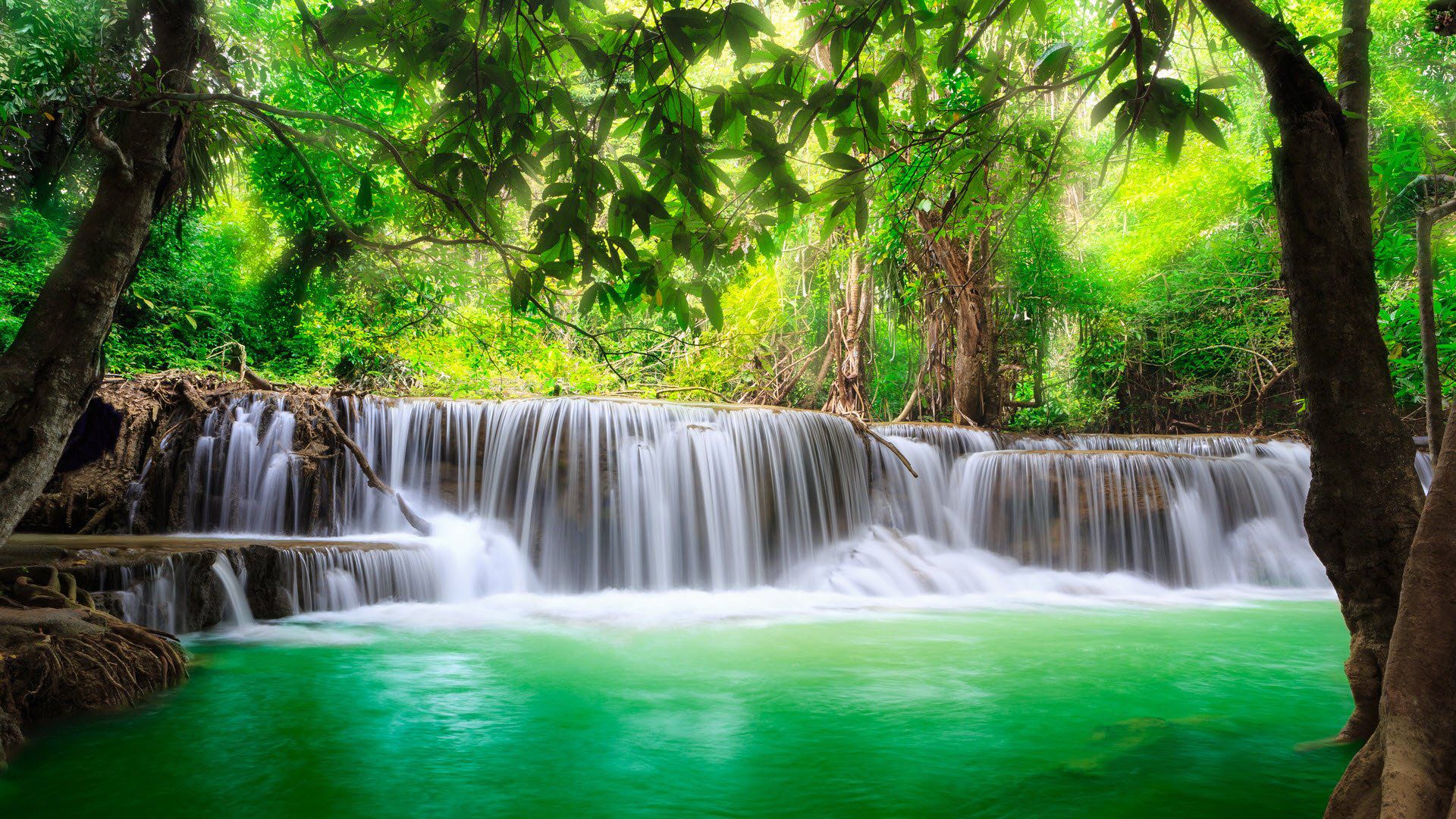 Green Lake Waterfall Wallpaper HD HD Wallpaper 1080p