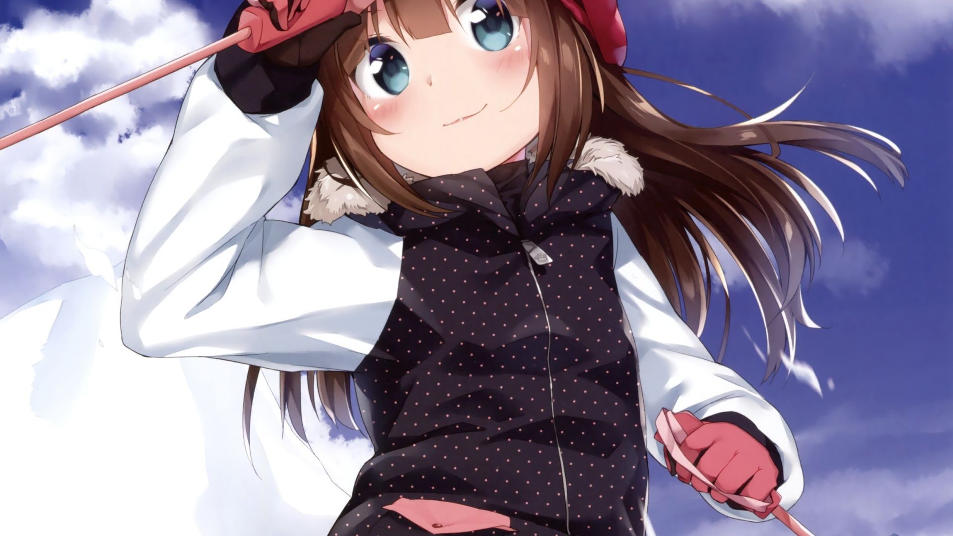 Download 1920x1080 wallpaper skying, sports, anime girl, full HD