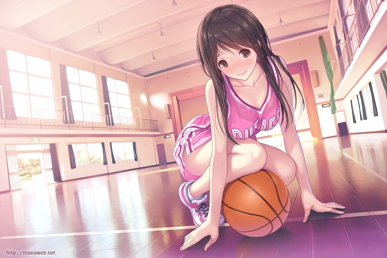 ball basketball blue eyes brown hair mana kakkowarai original