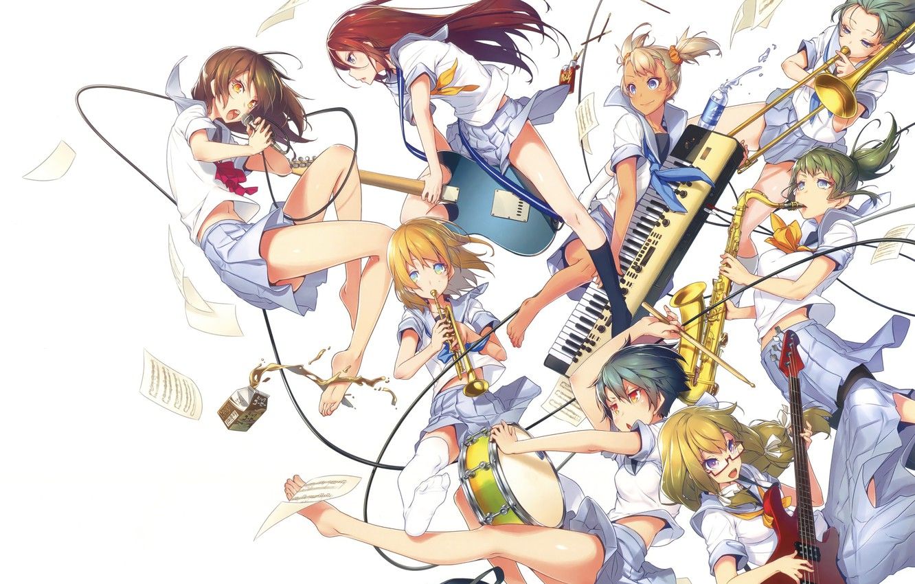 Wallpaper Girl, Girls, Music, Anime, Musical instruments image