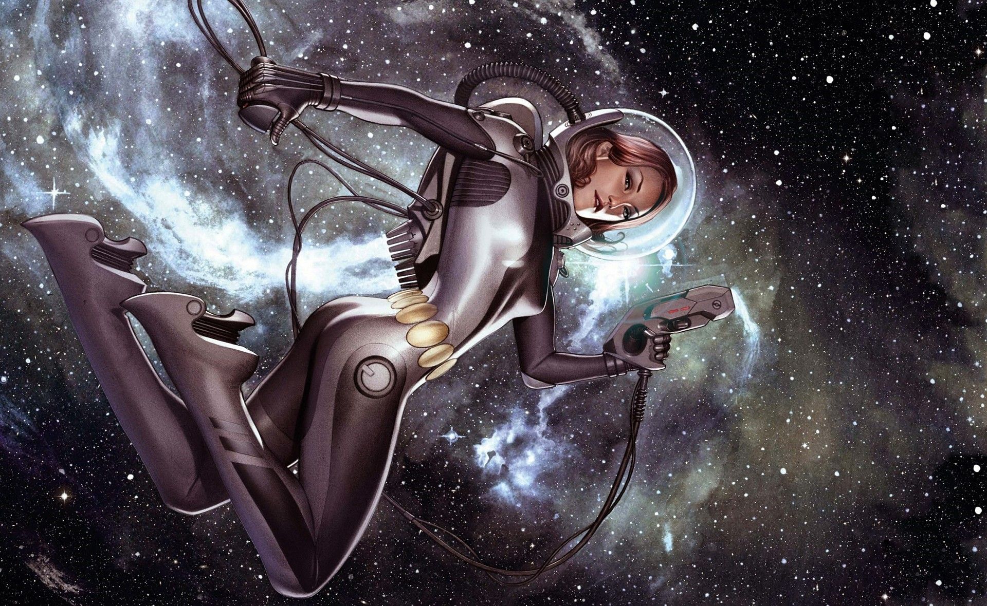 #artwork, #women, #science fiction, #astronaut, wallpaper