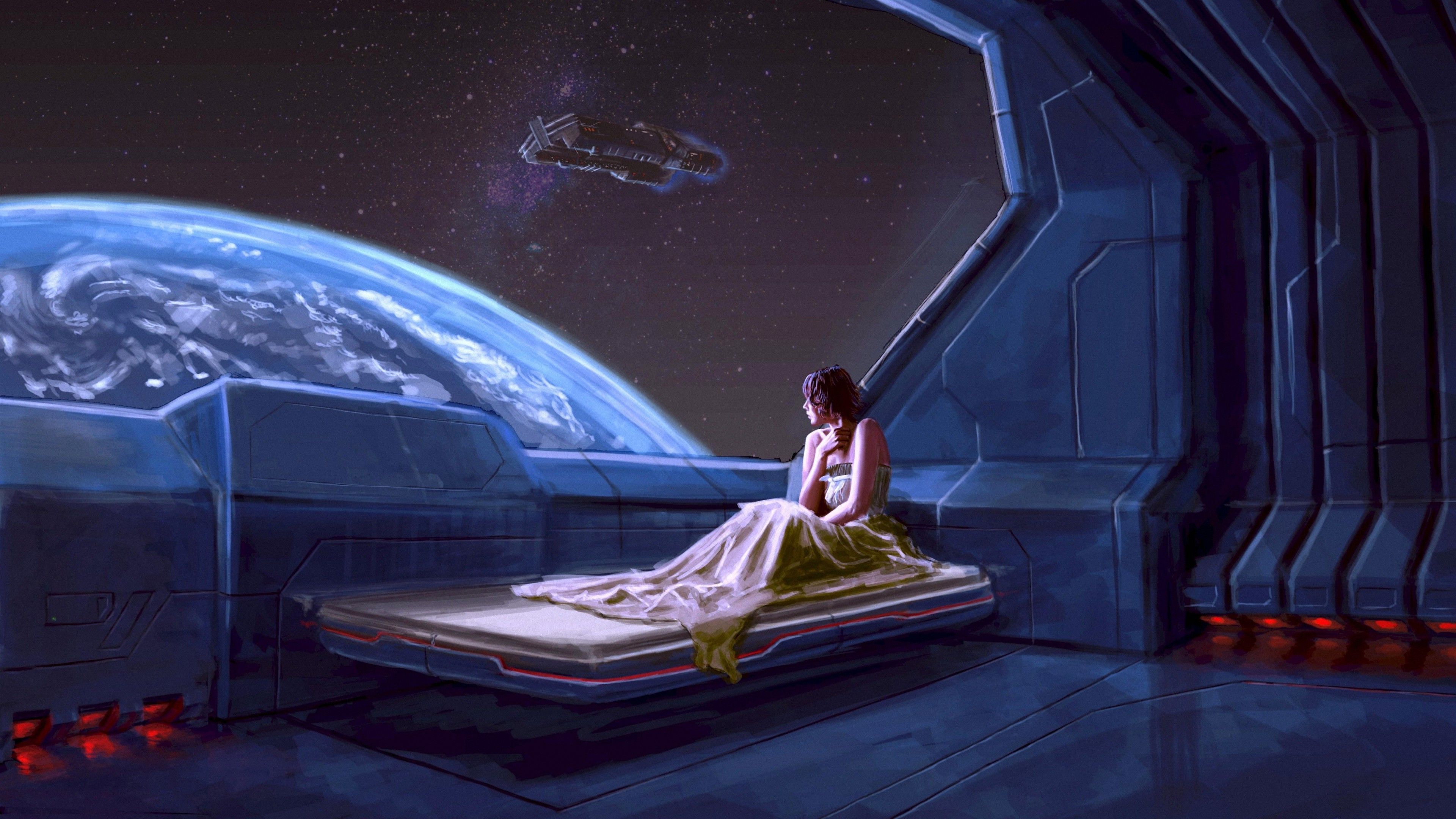 artwork, Science Fiction, Futuristic, Planet, Women Wallpaper HD / Desktop and Mobile Background