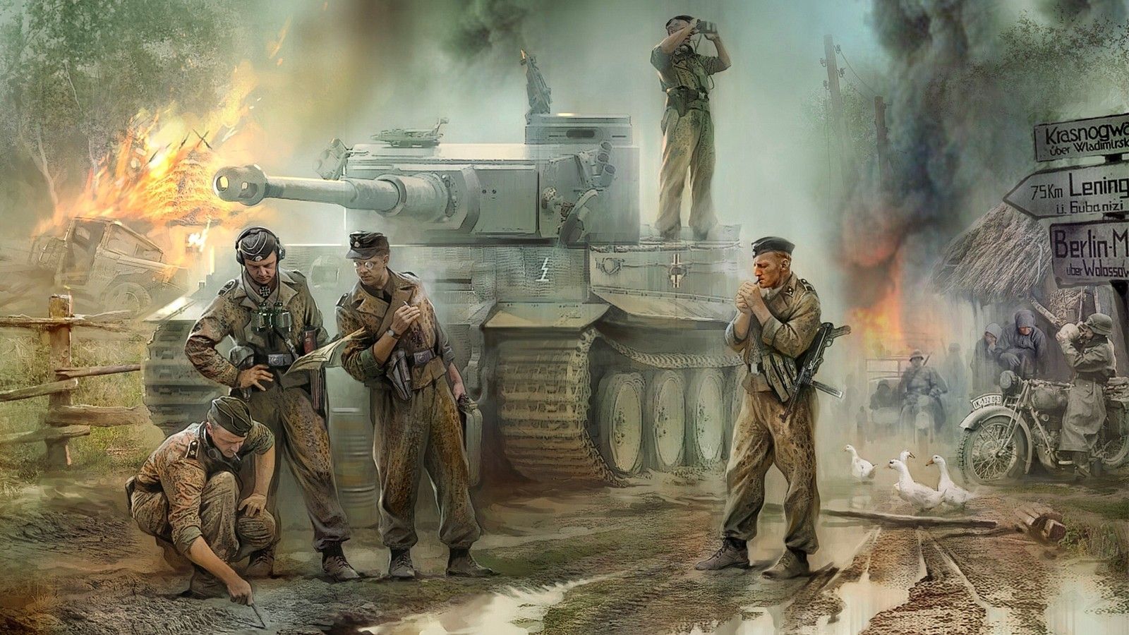 Tiger tank and crew. Military artwork, German tanks, Tank wallpaper