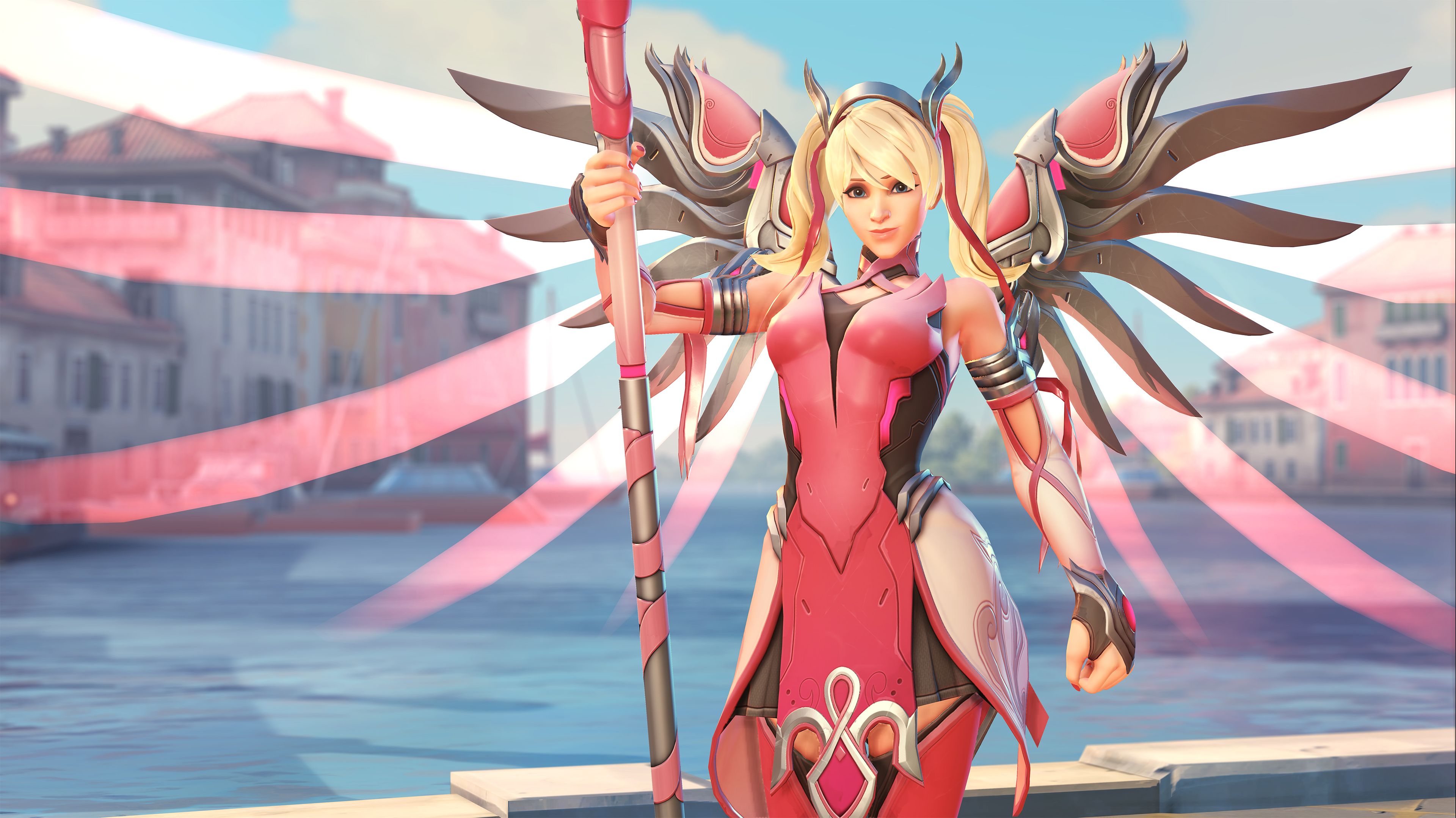 Wallpaper Pink Mercy, Overwatch, 4K, Games