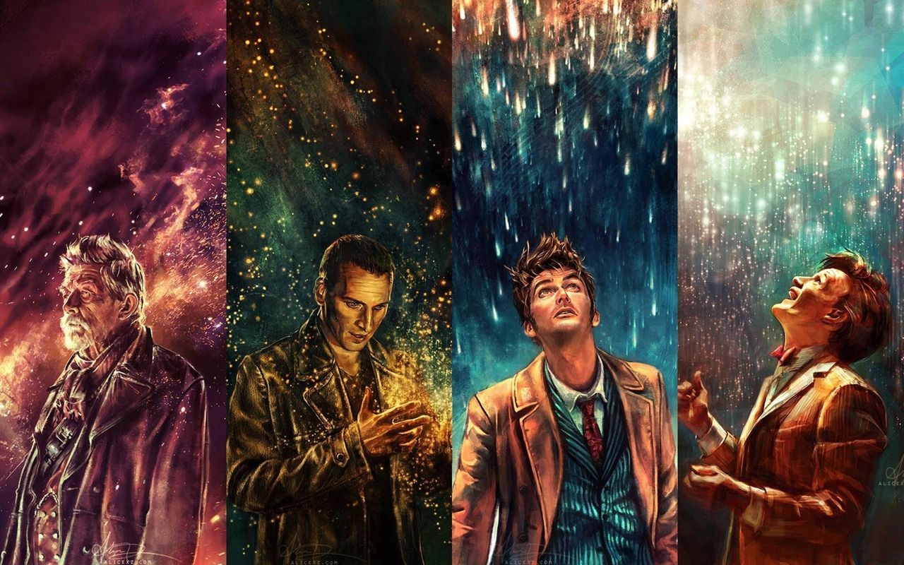 The 8th, 9th, 10th and 11th Doctor. Doctor who art, Doctor who