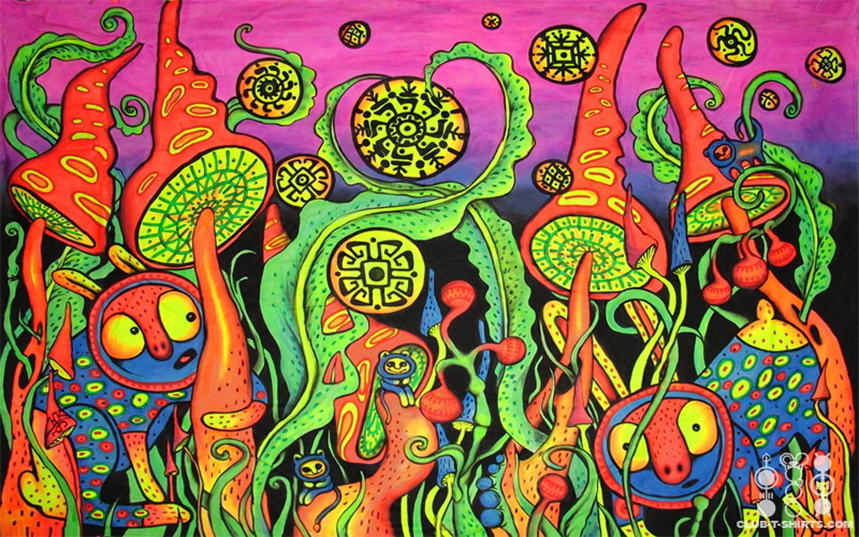 Trippy Psychedelic Mushroom Art Wallpaper