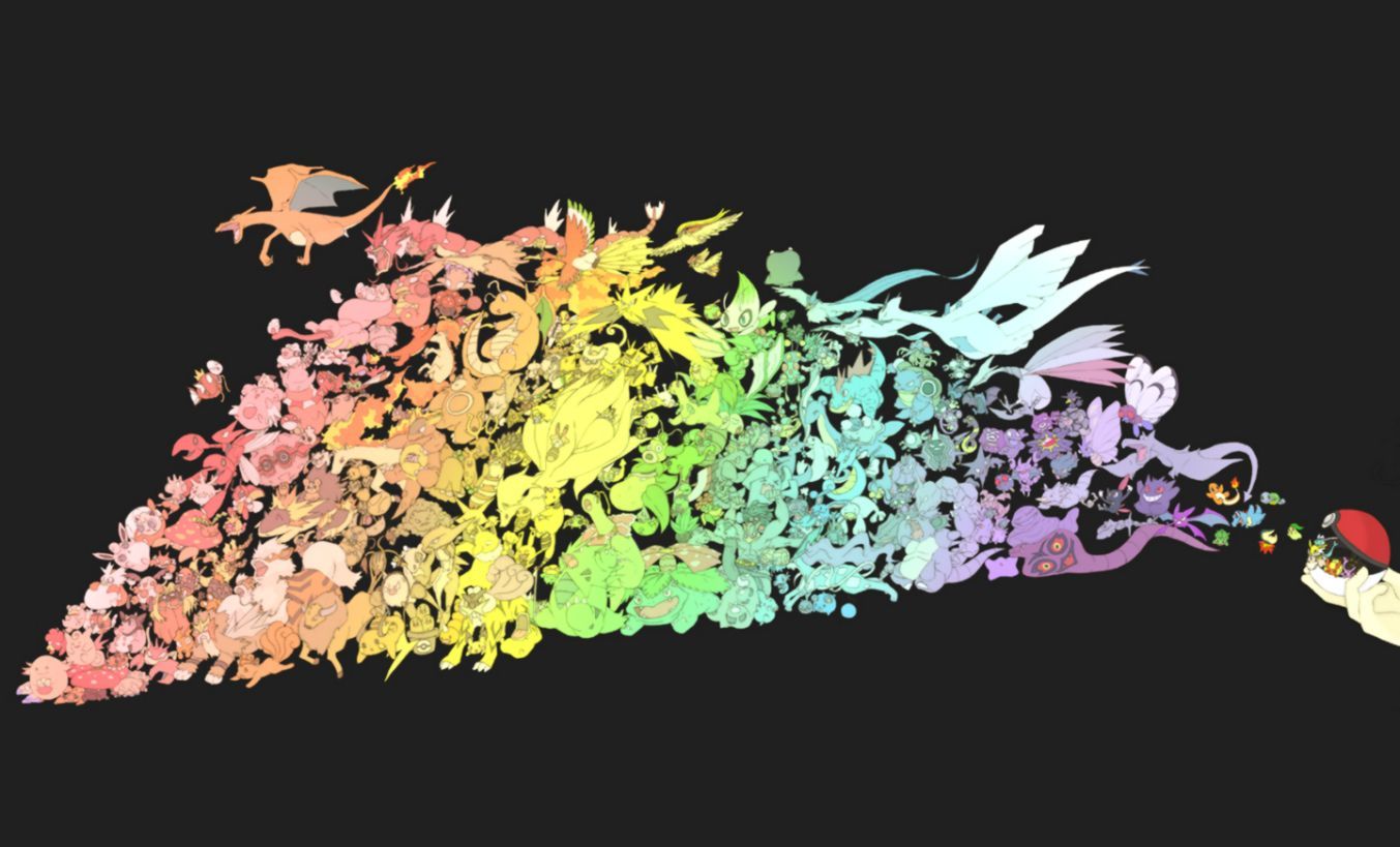 Wallpaper Evolution Rainbow Pokemon