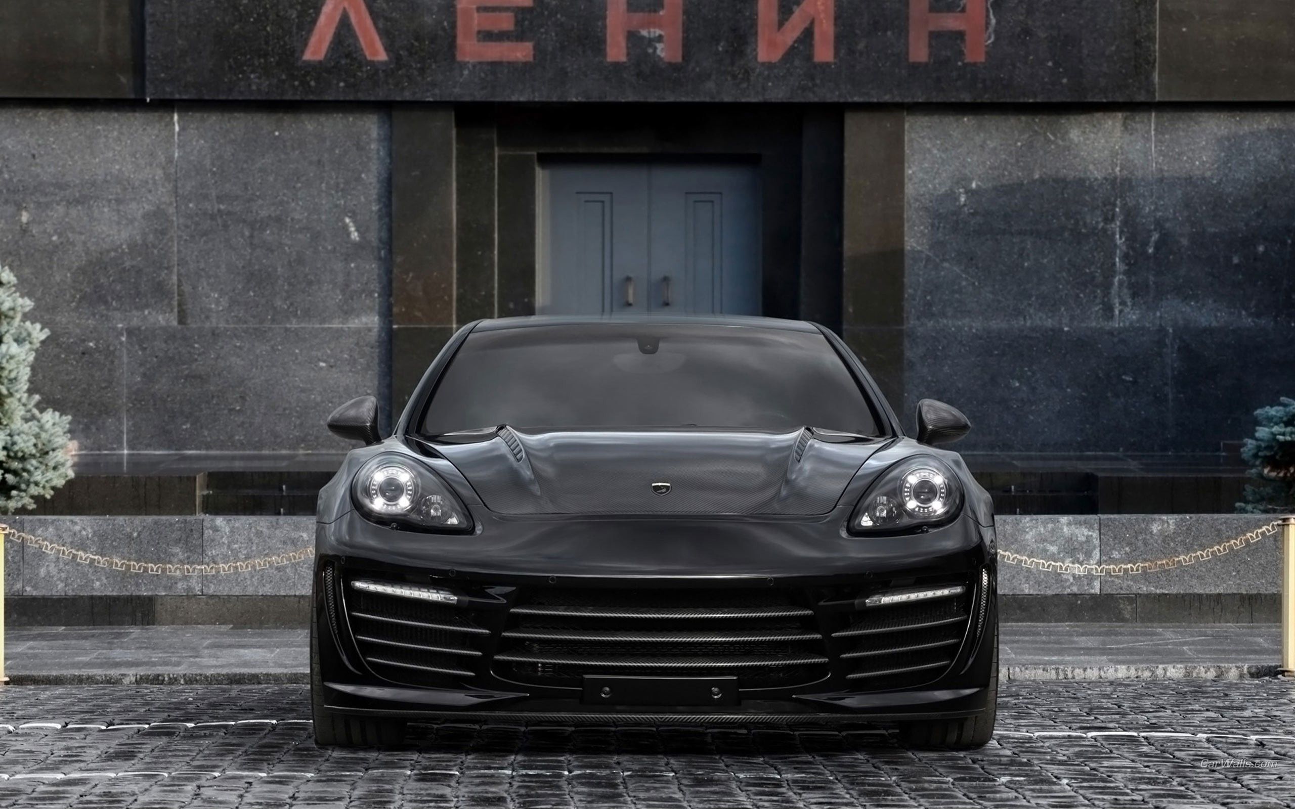 Black Porsche Panamera Turbo Front wallpaper. Black Porsche