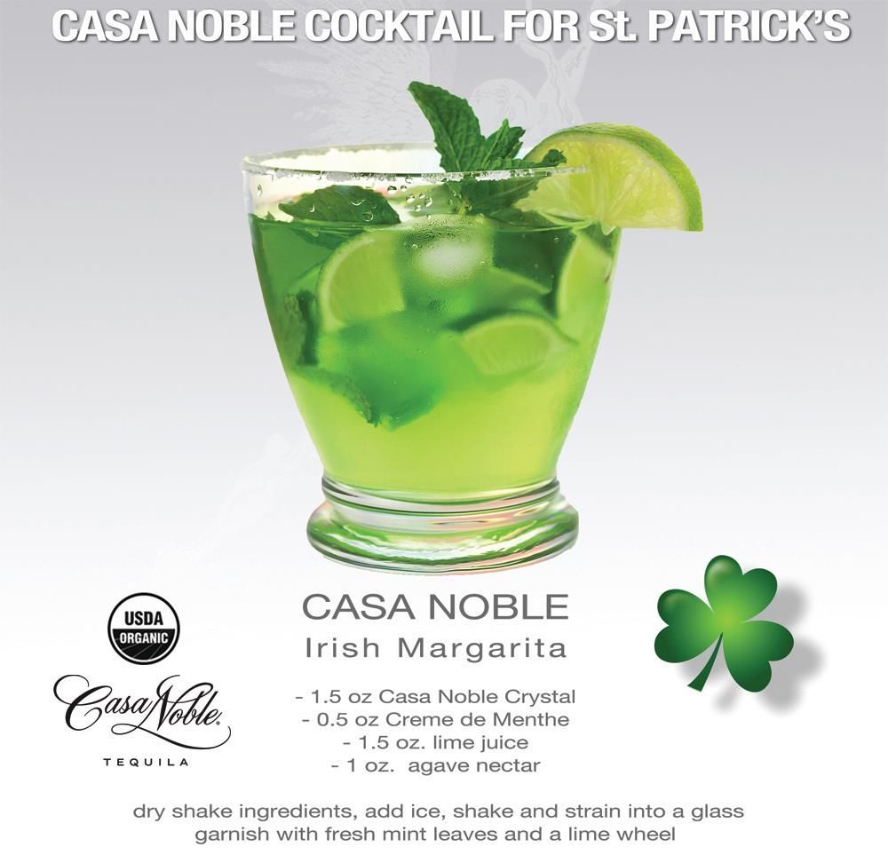 Irish Margarita: Casa Noble Tequila, Crème de menthe, lime juice
