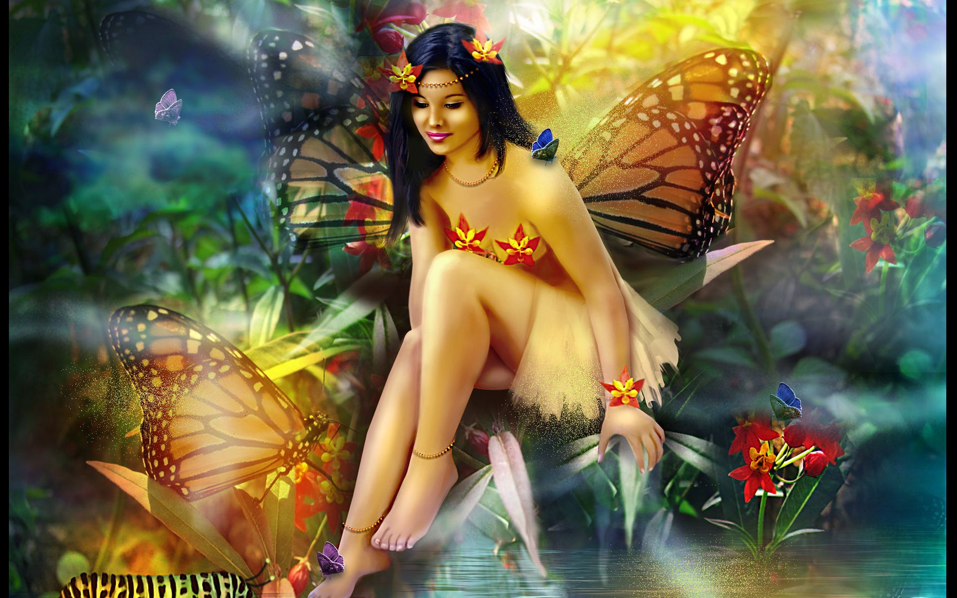 Butterfly fairy magical girl girls women wallpaperx1200