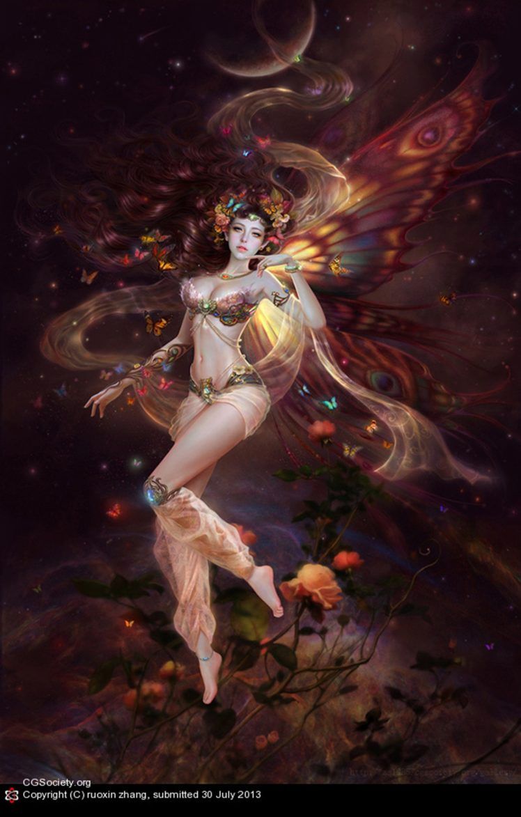 fairy, Fantasy, Girl, Wing, Butterfly, Magic, Flower, Beautiful