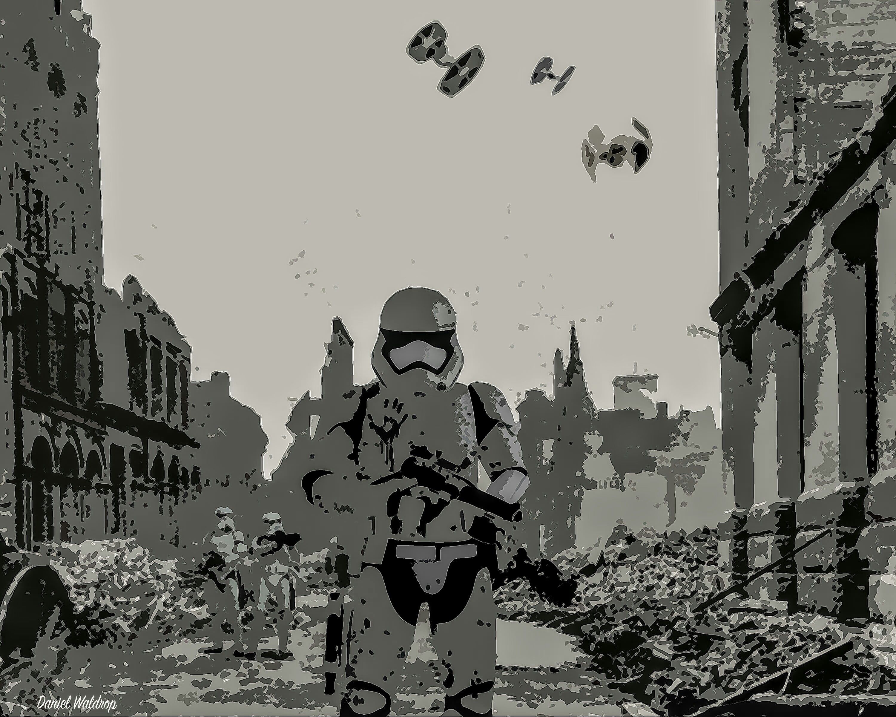 I make wallpaper out of composite war zone photo and star wars