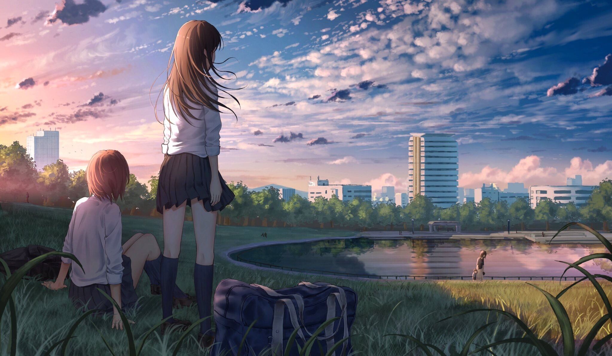 Anime Girl In School Uniform, HD Anime, 4k Wallpaper, Image
