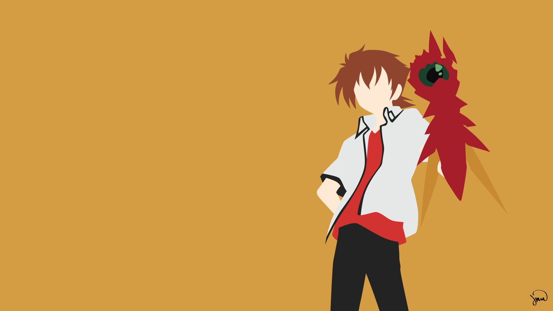 Brown Haired Male Cartoon Character Digital Wallpaper, High School