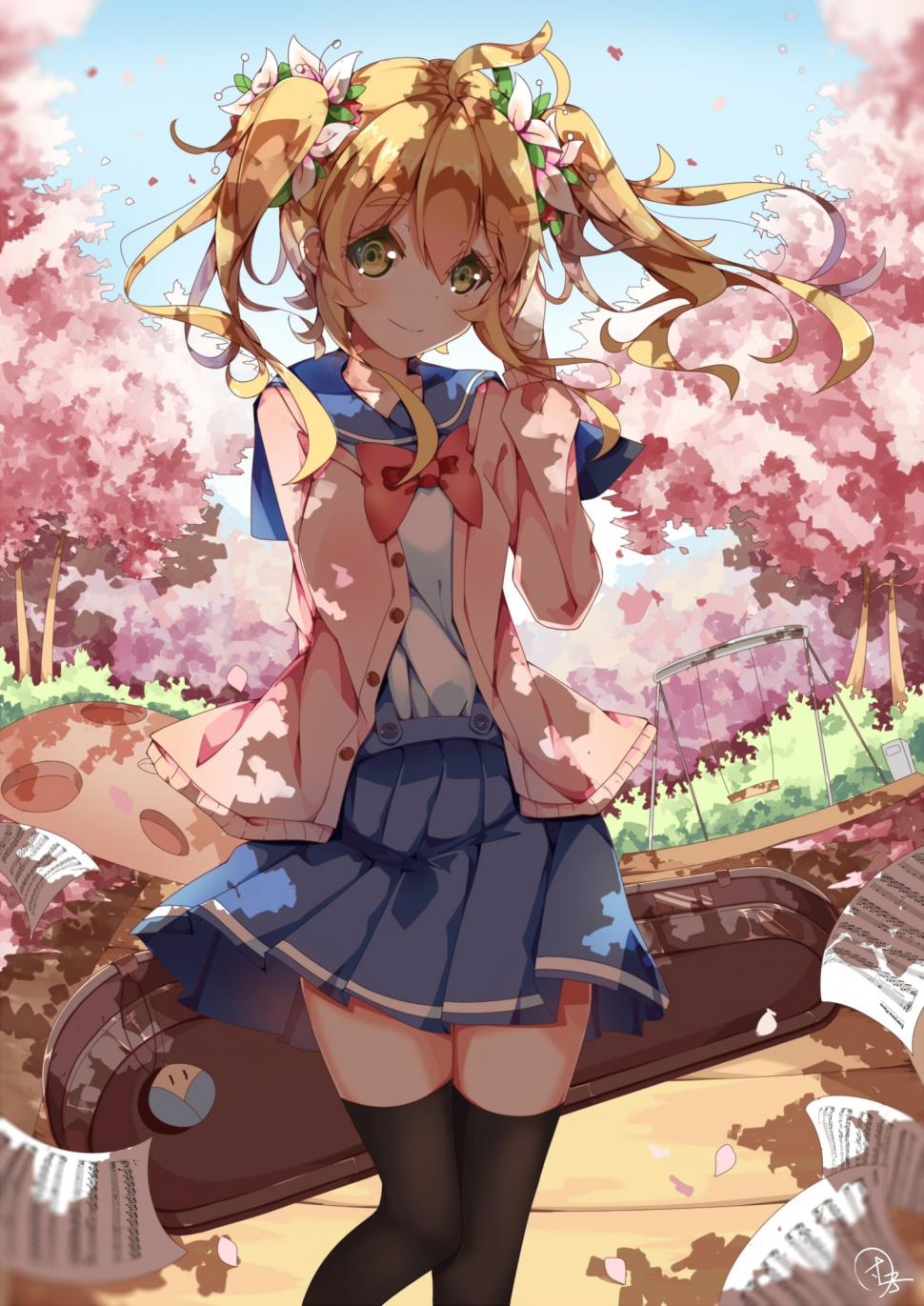 Anime Girls, School Uniform, Cherry Blossom wallpaper. anime