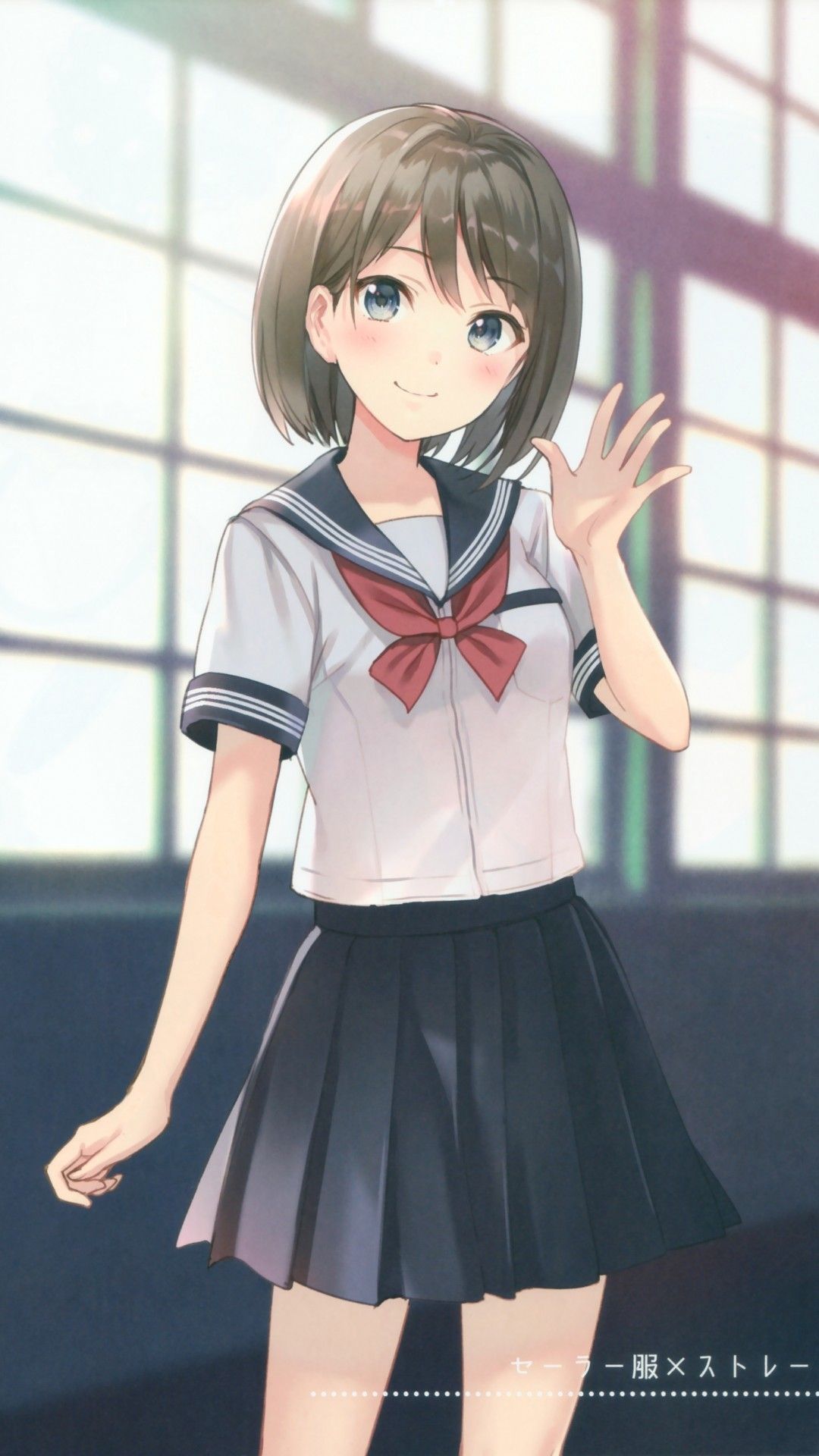 Download 1080x1920 Anime Girl, School Uniform, Smiling Wallpaper