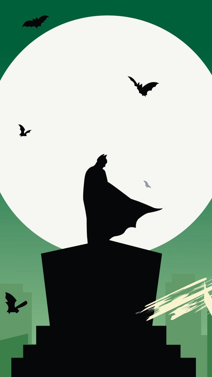 Batman and joker, silhouette, minimal wallpaper. Batman