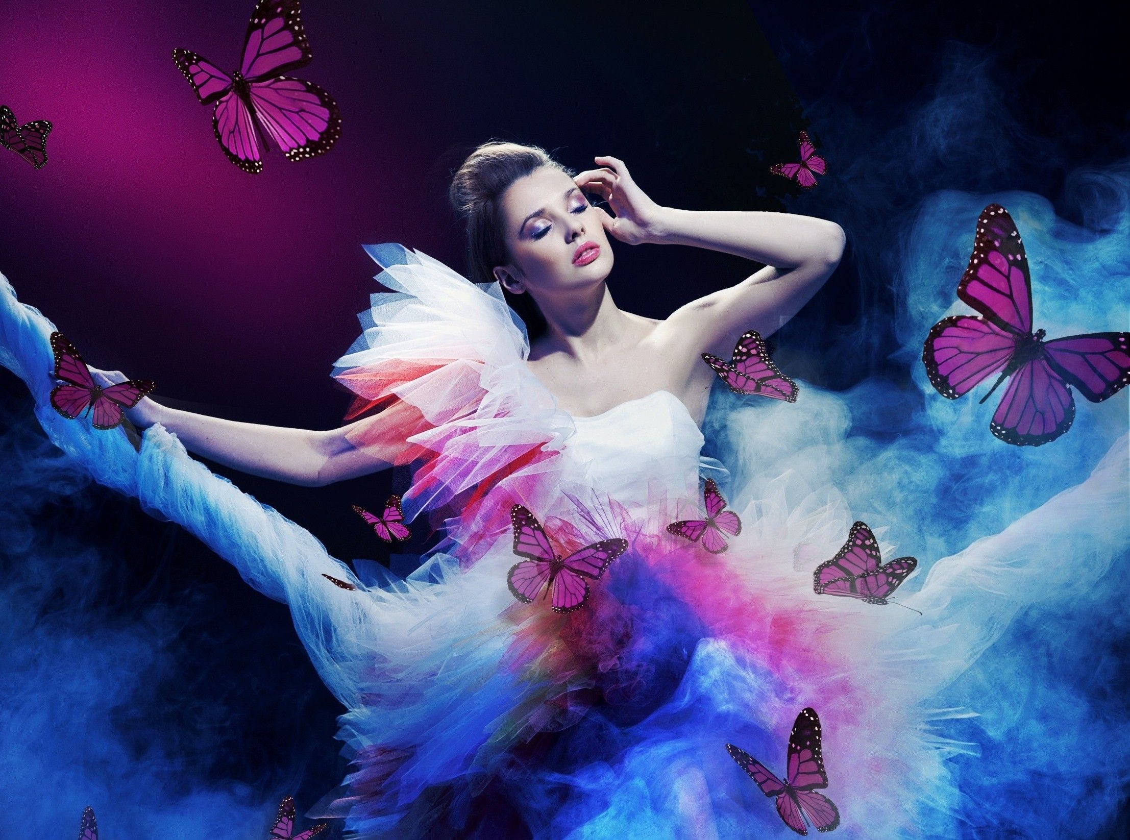 butterfly, Women, Model Wallpaper HD / Desktop and Mobile Background
