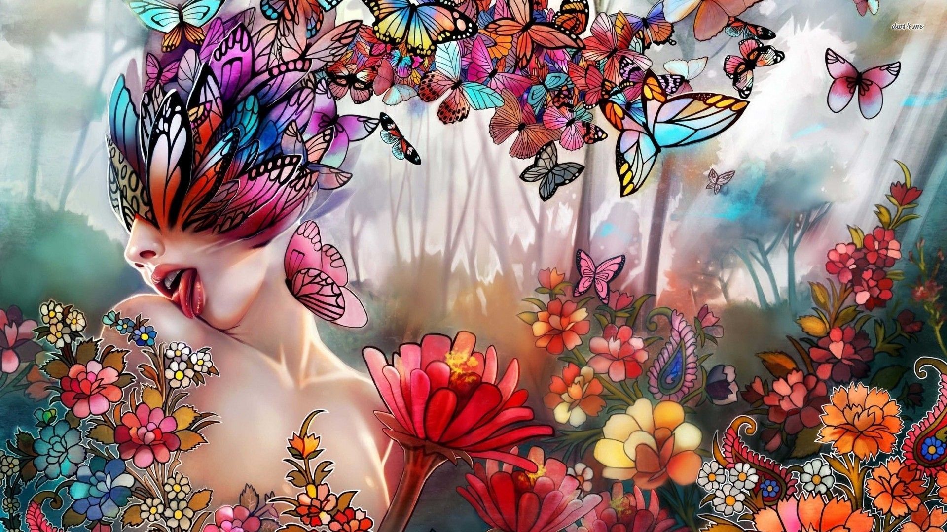 Butterfly woman wallpaper wallpaper