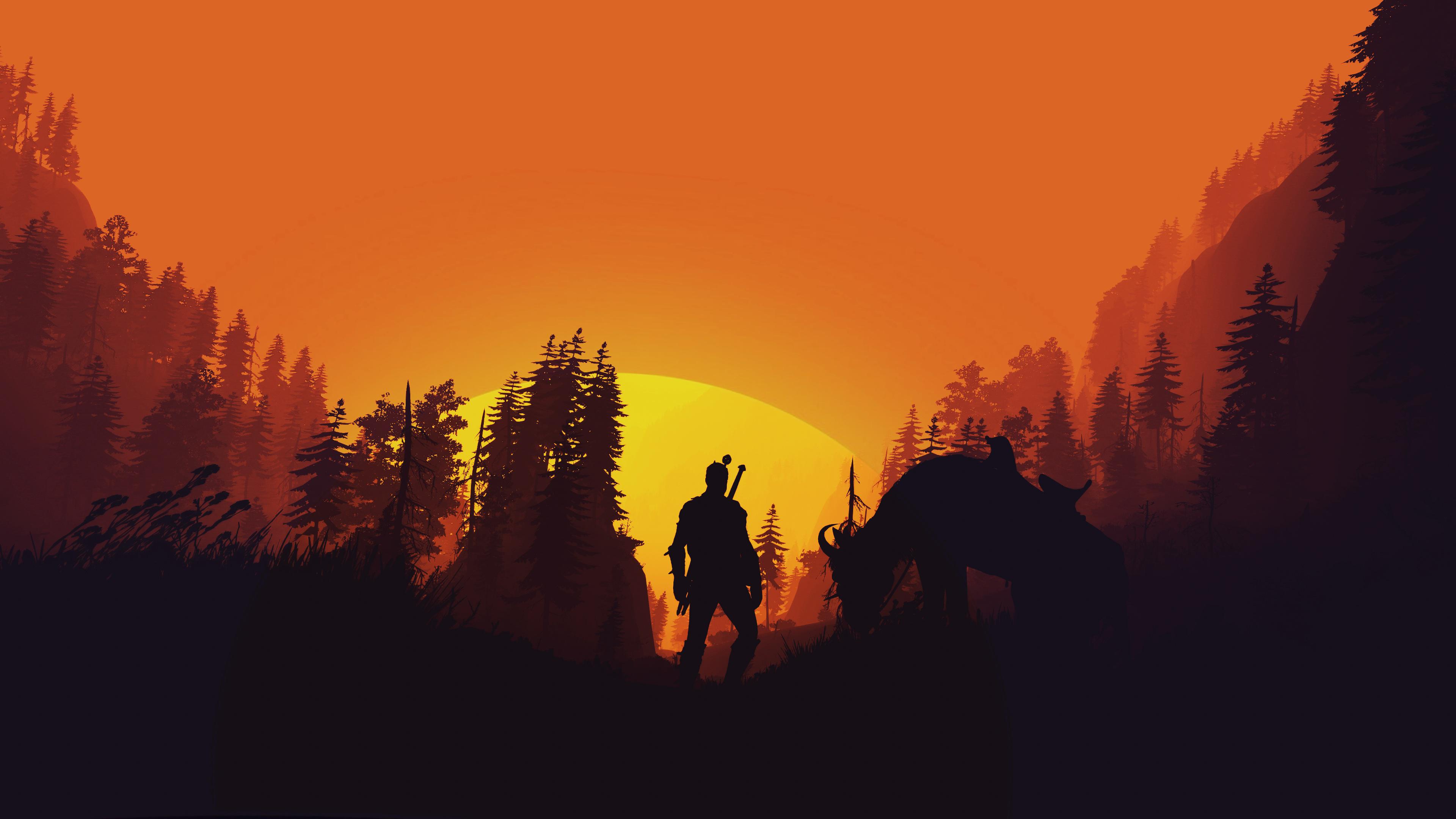 The Witcher Wild Hunt Minimal Art 4K wallpaper