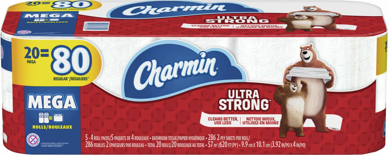 Charmin Ultra Strong Toilet Paper 20 Mega Roll 0037000765424