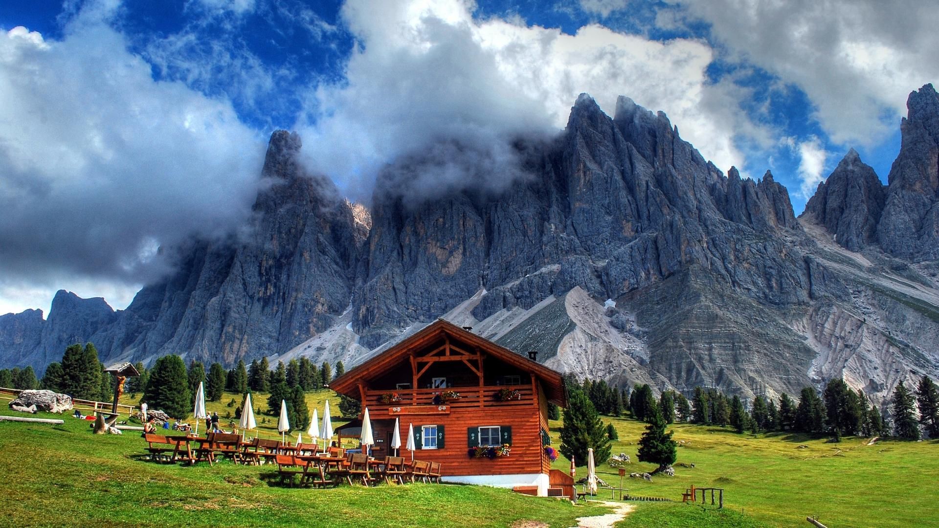 Restaurant Chalet In The Alps Wallpaper