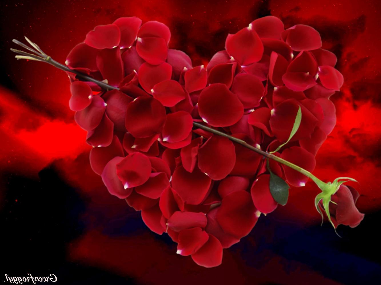 Red Petals Heart Wallpaper, Natural Red Petals Heart Wallpaper