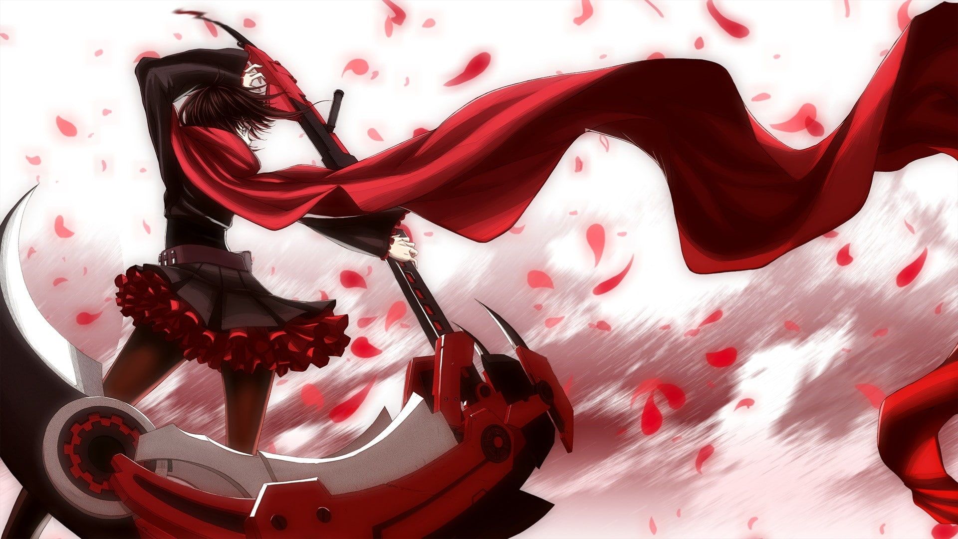 Ruby Rose (character), anime, RWBY, flower petals, anime girls