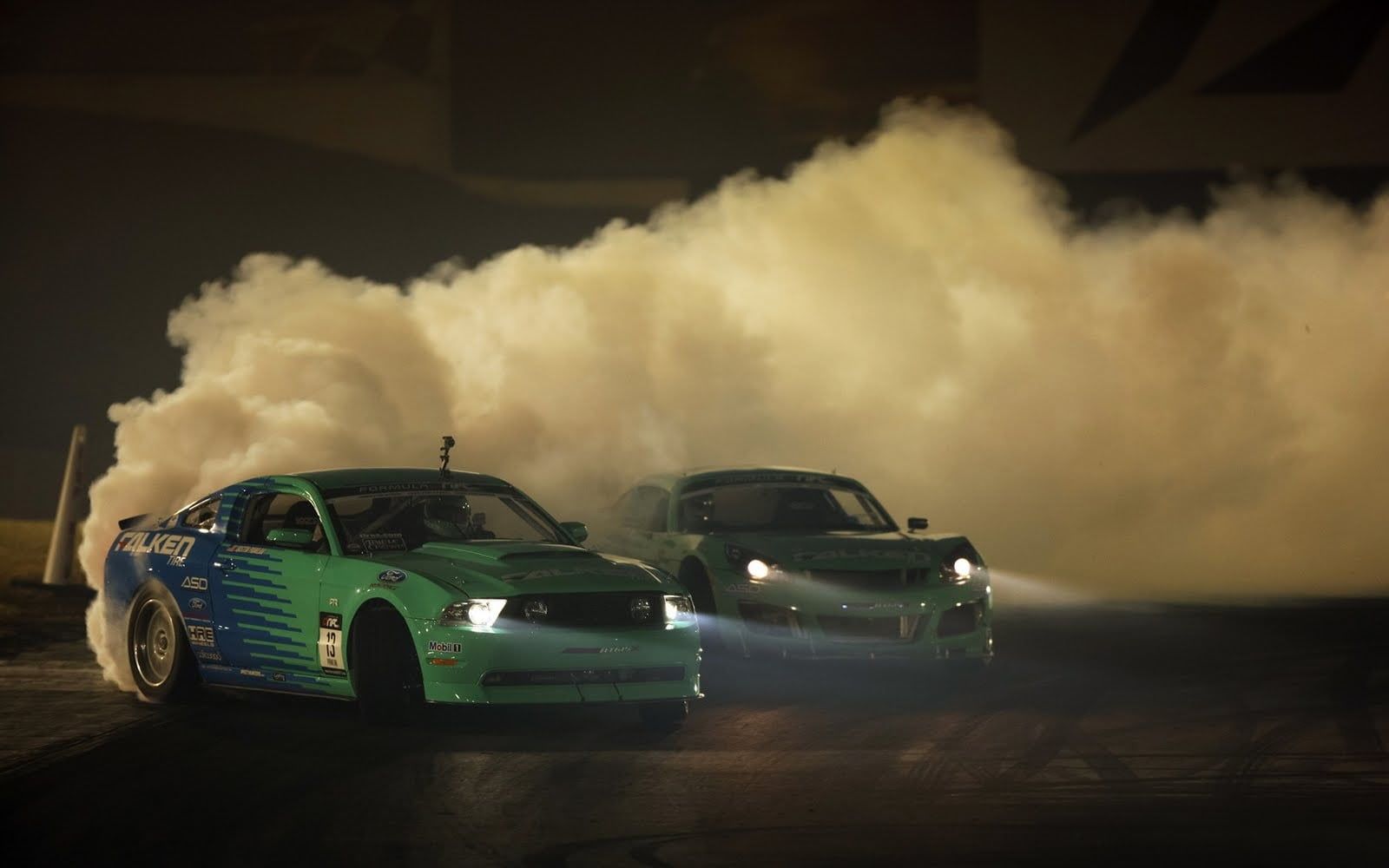 Green and black classic coupe, car, race cars, vehicle, smoke HD