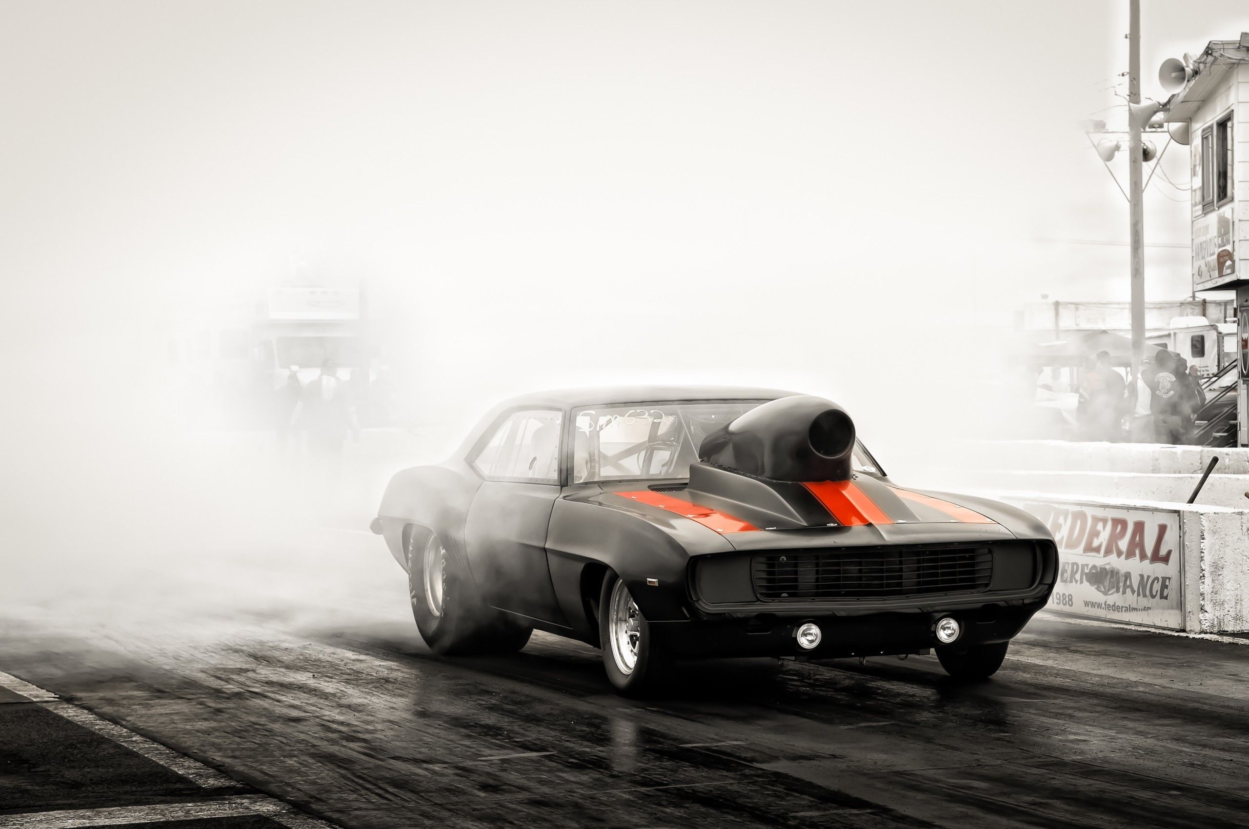 Download 2560x1700 Drag Racing, Smoke, Cars Wallpaper