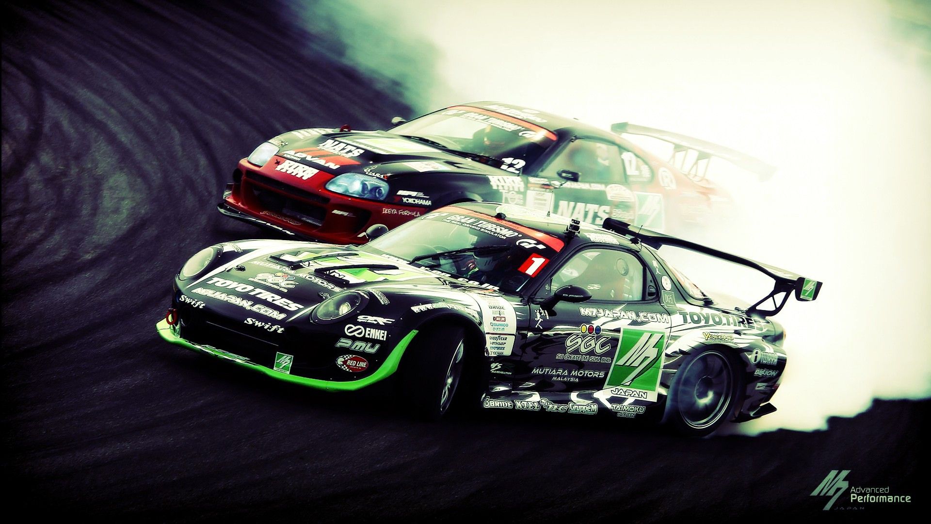 smoke, Mazda, Drift, tuning, Mazda RX- Toyota Supra, race cars
