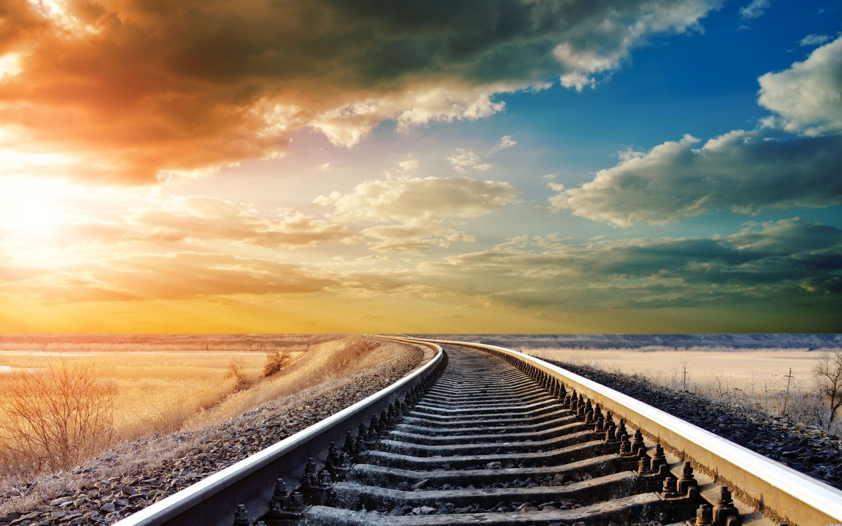 Railroad Tracks. Train tracks, Sunset background, HD landscape
