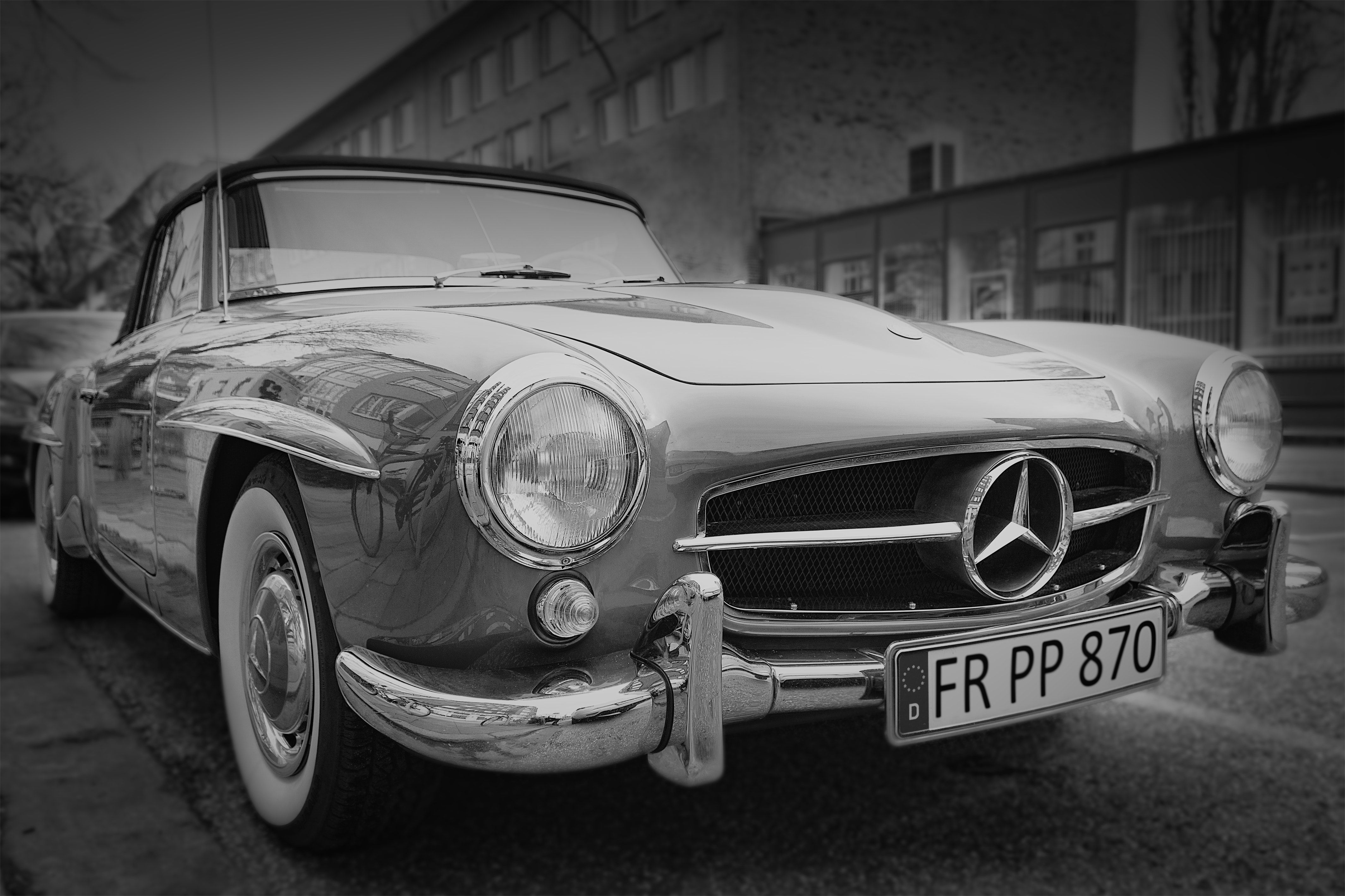 Grayscale Photography of Classic Mercedes Benz Car · Free