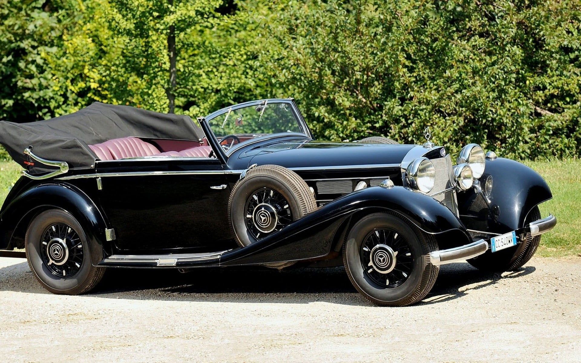 Classic Black Convertible Coupe, Mercedes Benz, Car, Vintage