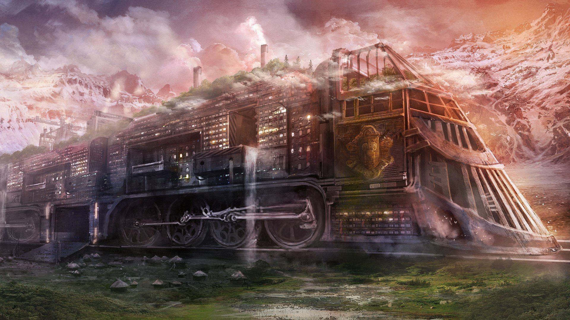 Free download futuristic railroad train cities locomotive steam