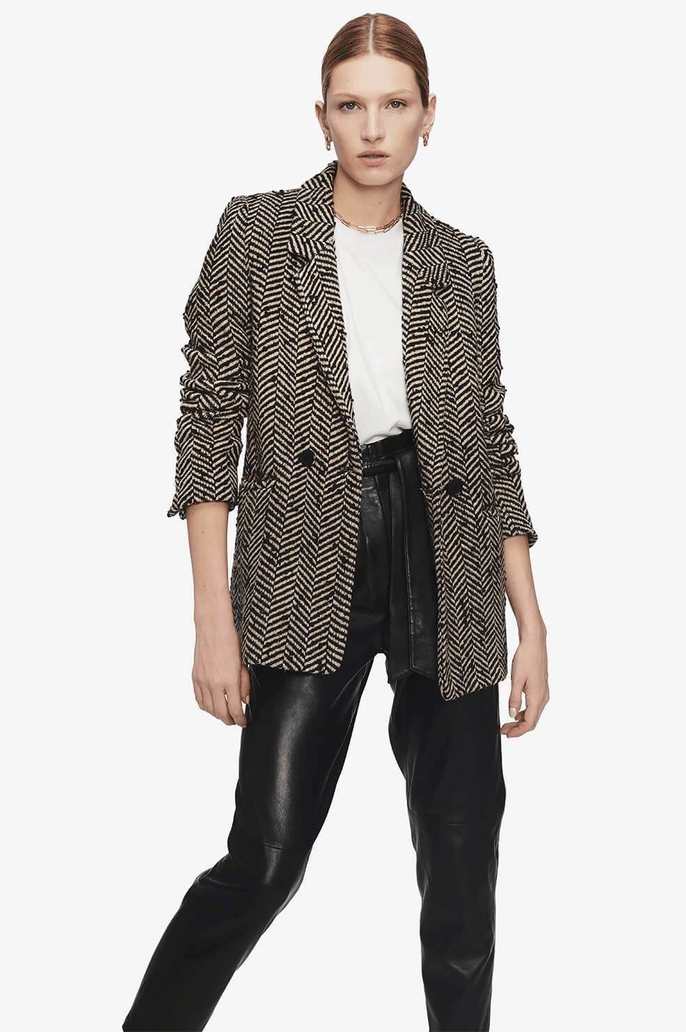 Fishbone Blazer And Black. Blazer, Fashion, Black