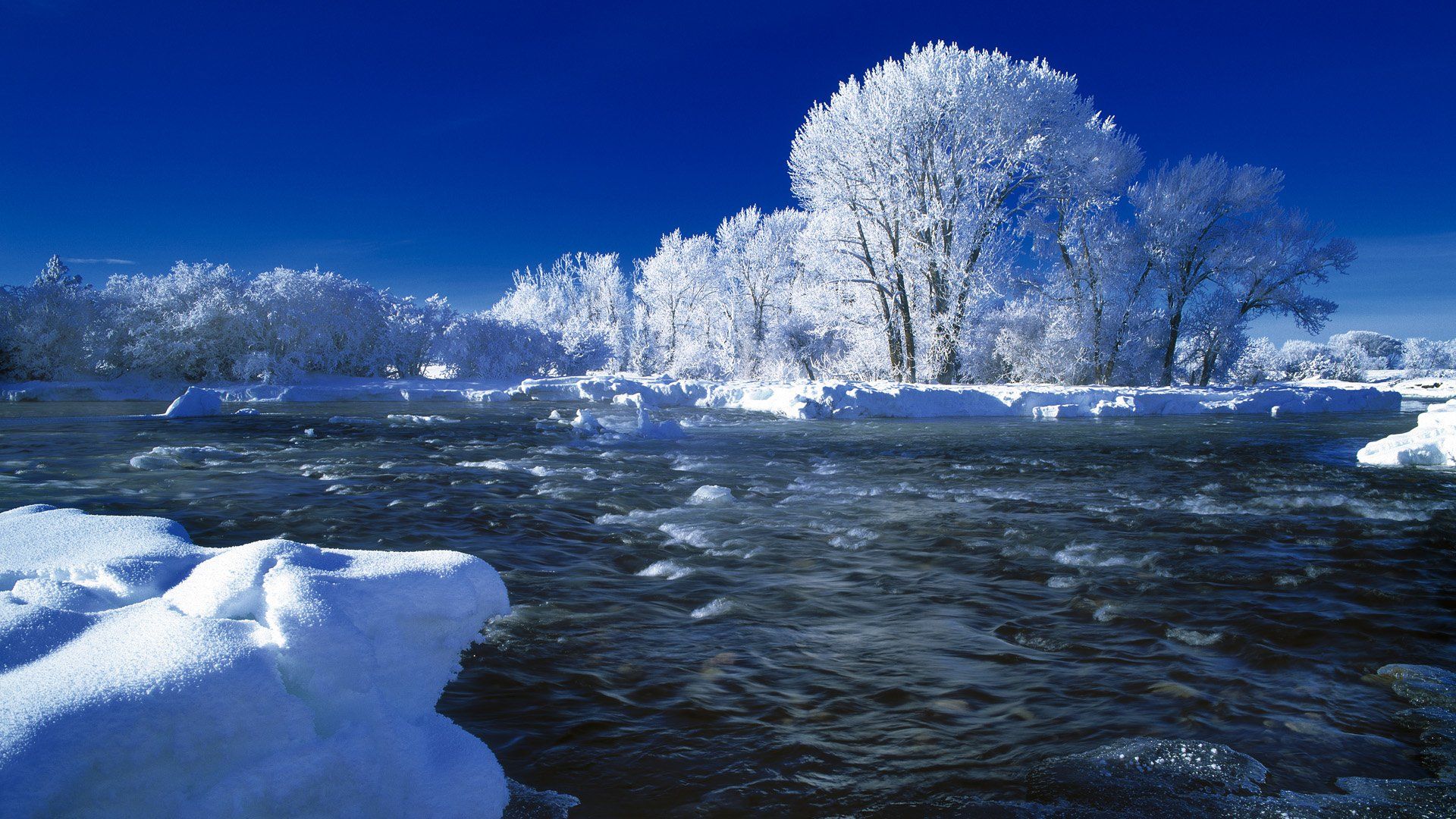 Winter River HD Wallpaper