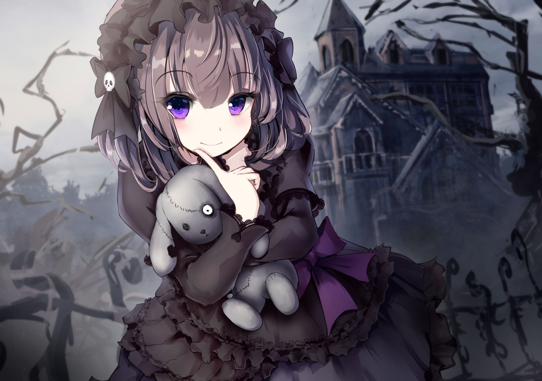 Anime Girl, Gothic, Teddy Bear, Loli, Black Dress Girl With Teddy Bear Wallpaper & Background Download