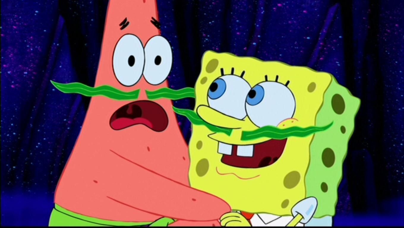 Spongebob and Patrick have epic mustaches