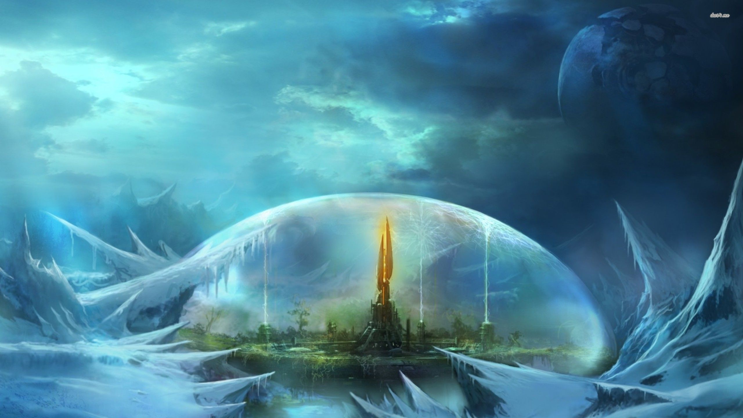 City under a protective dome wallpaper wallpaper