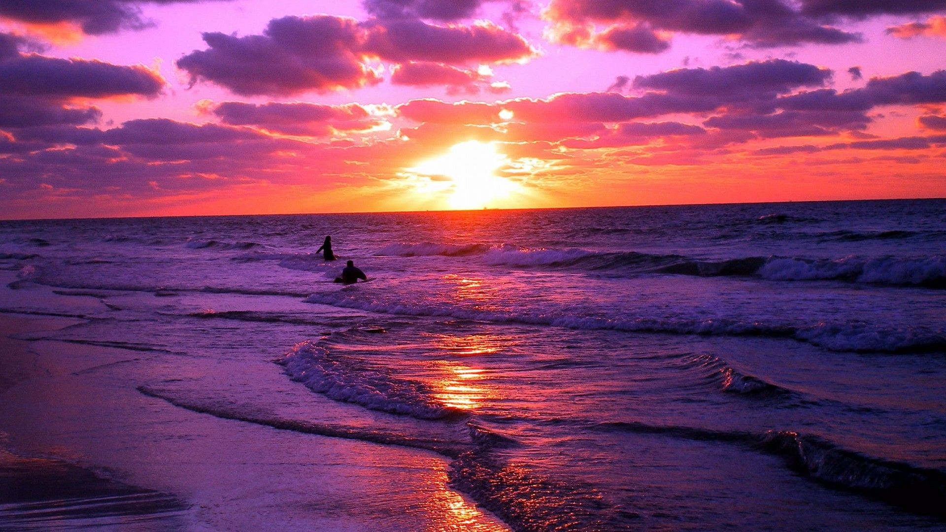 Sunset Beach Wallpaper Purple Wallpaper