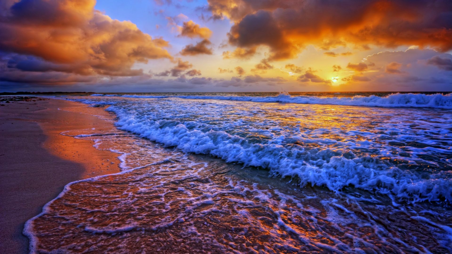 Beach Sunset Wallpaper 1080p Resolution Ocean Waves