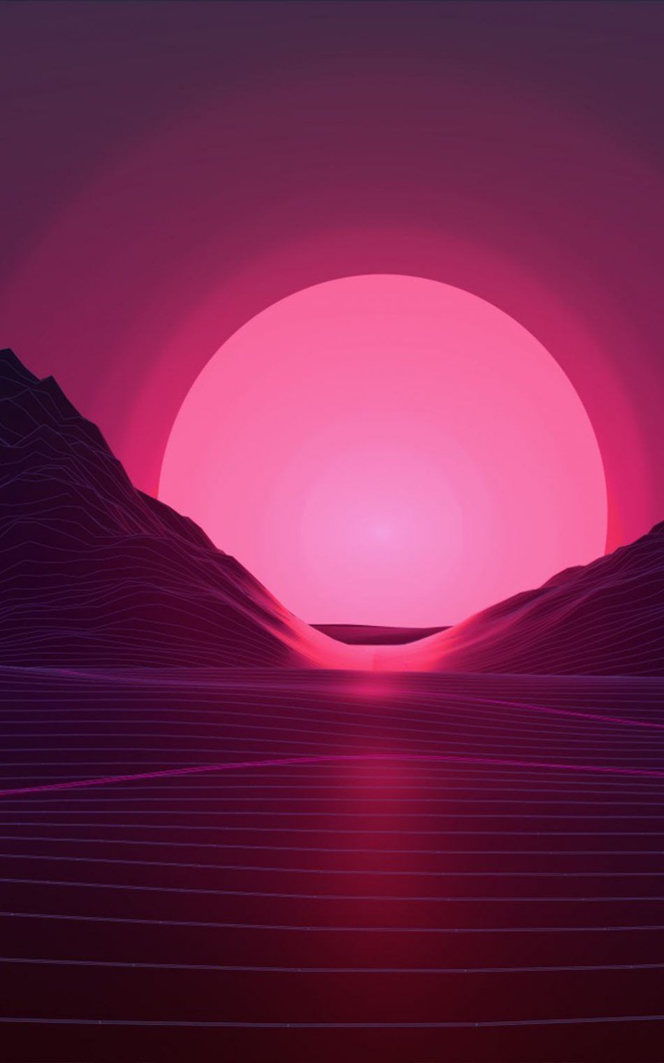 Neon Pink Sunset Artwork Hd Mobile Wallpapers