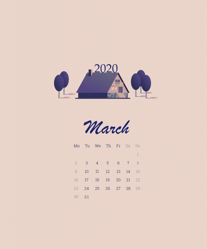 March 2020 Calendar Wallpaper For Desktop, Laptop, iPhone
