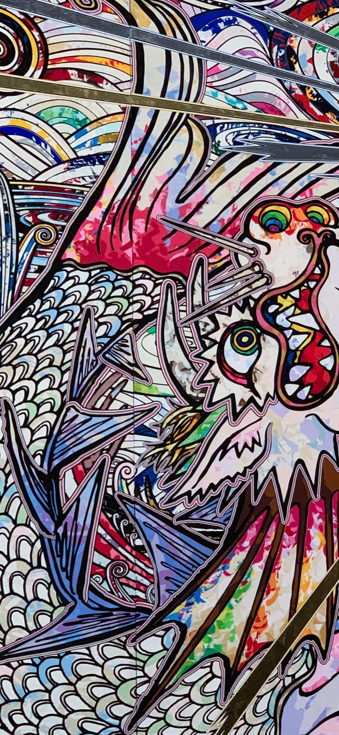 My current XS Max wallpaper I snapped of a Murakami Takashi mural—Link to OG post (w/ details) in comments since crossposting didn't work