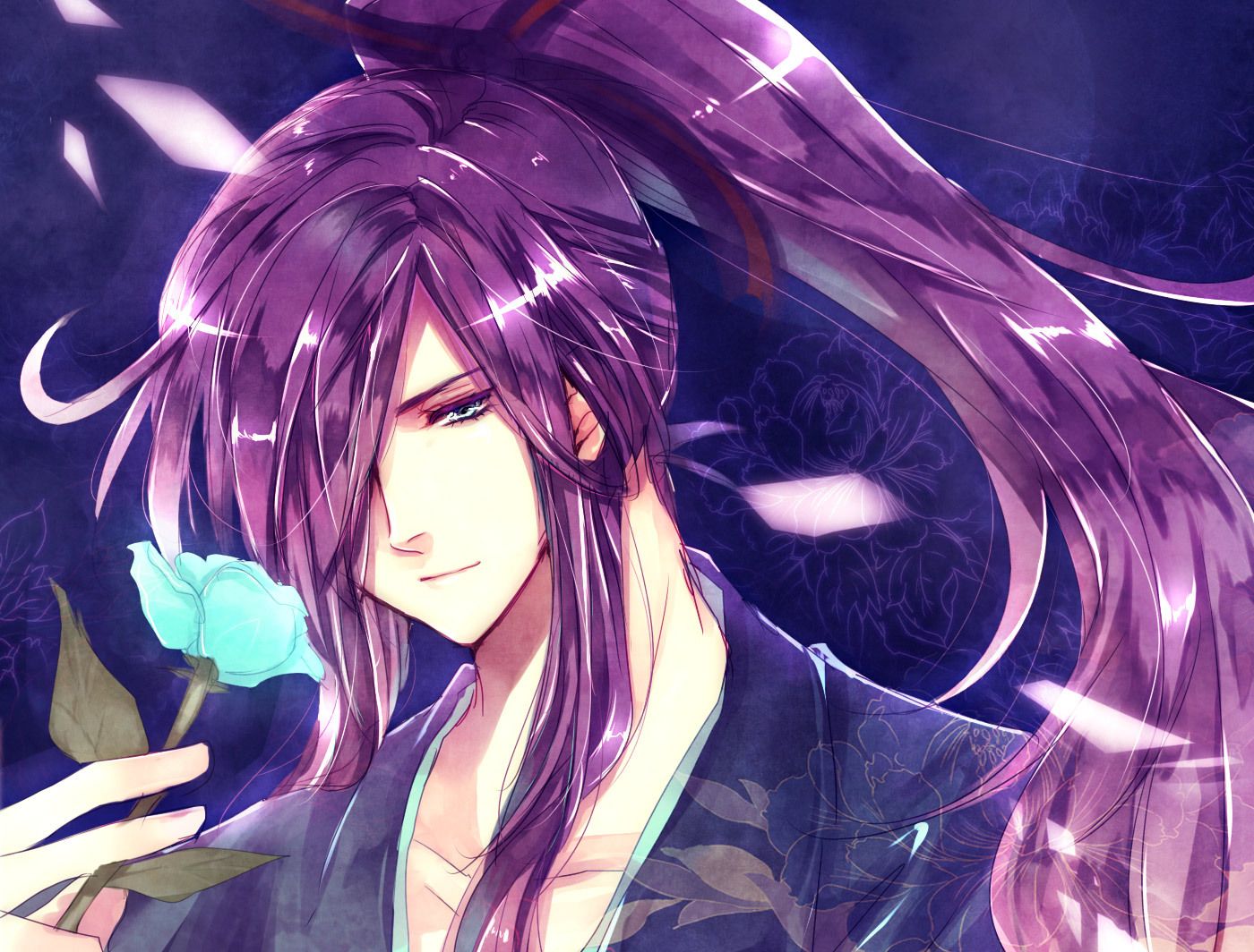 all male flowers japanese clothes kamui gakupo long hair male