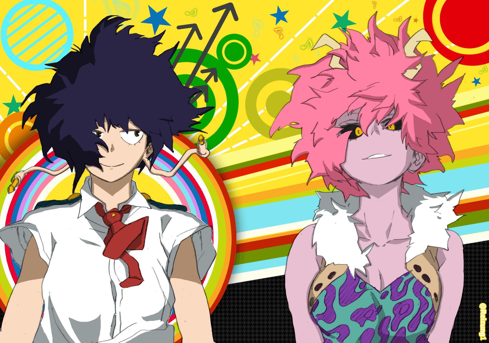Mina and Jirou Persona 4 (+Different Saturation Levels)
