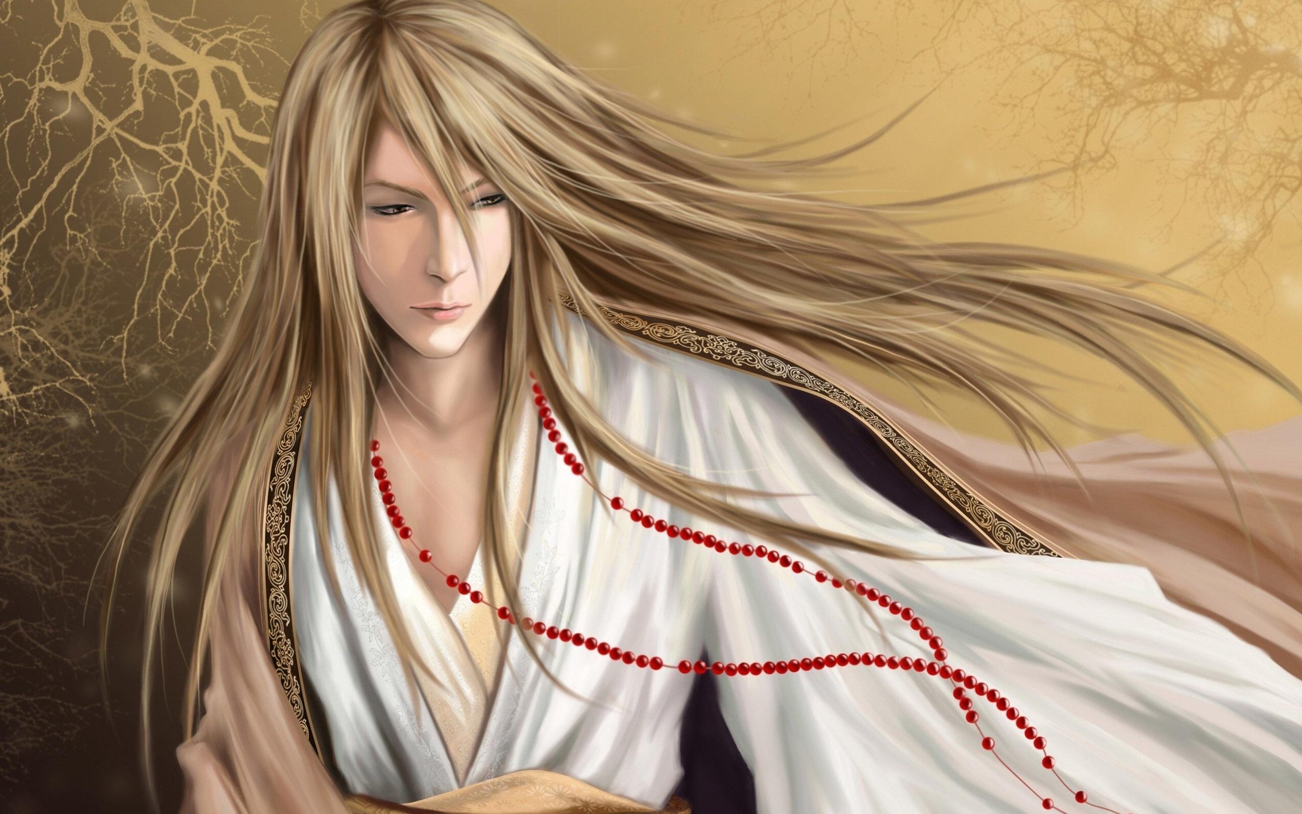 Man with long blonde hair wallpaper